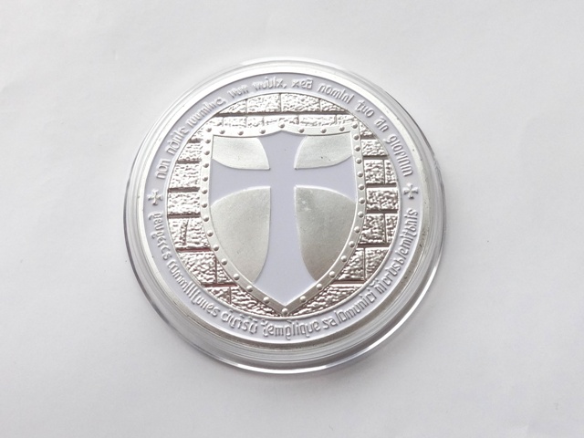 Mince templářský řád - templář / kříž - bílá / postříbřená Ag